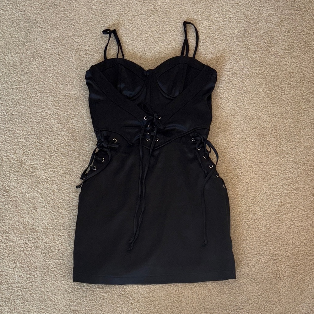 Forever 21 Black Lace-Up Mini Dress
